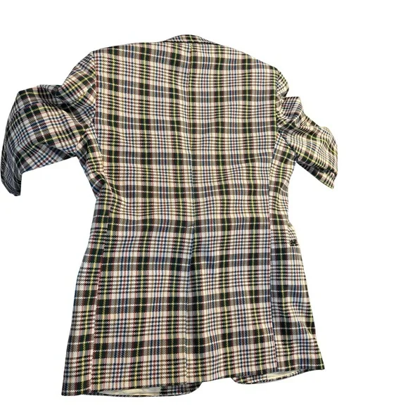 Vintage H.I.S. 1970s Plaid Academia Blazer Size Small‎ Preppy Retro Herringbone